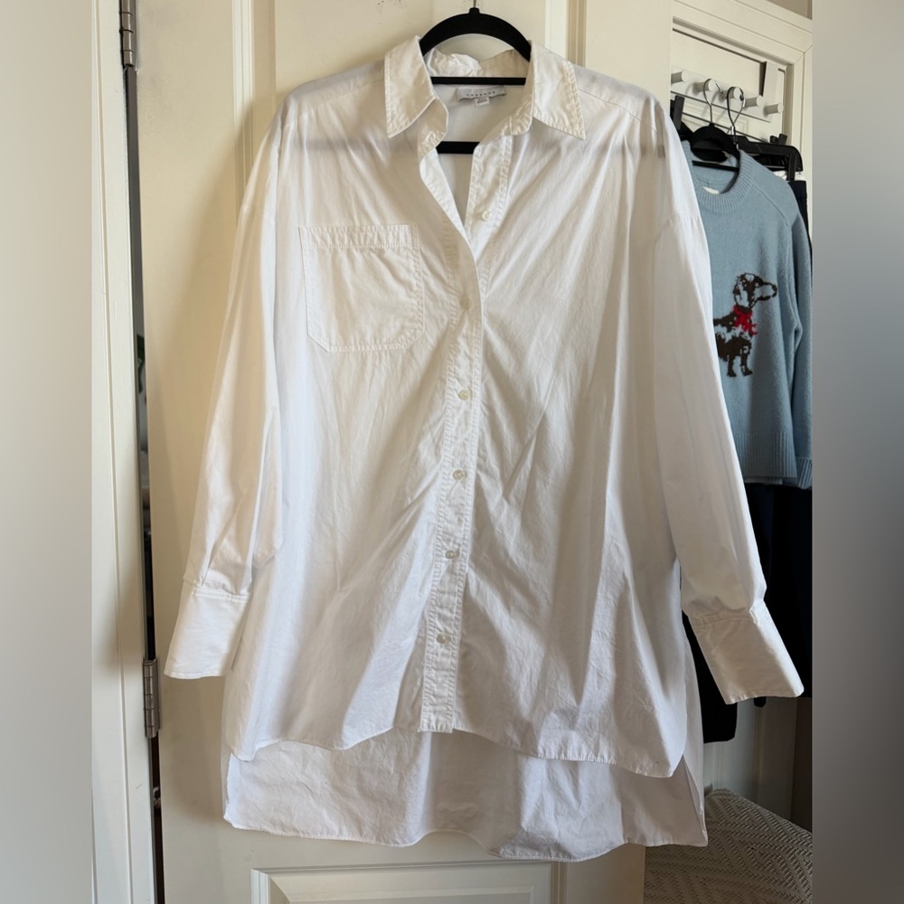 Topshop White Casual Button Down Shirt/Dress